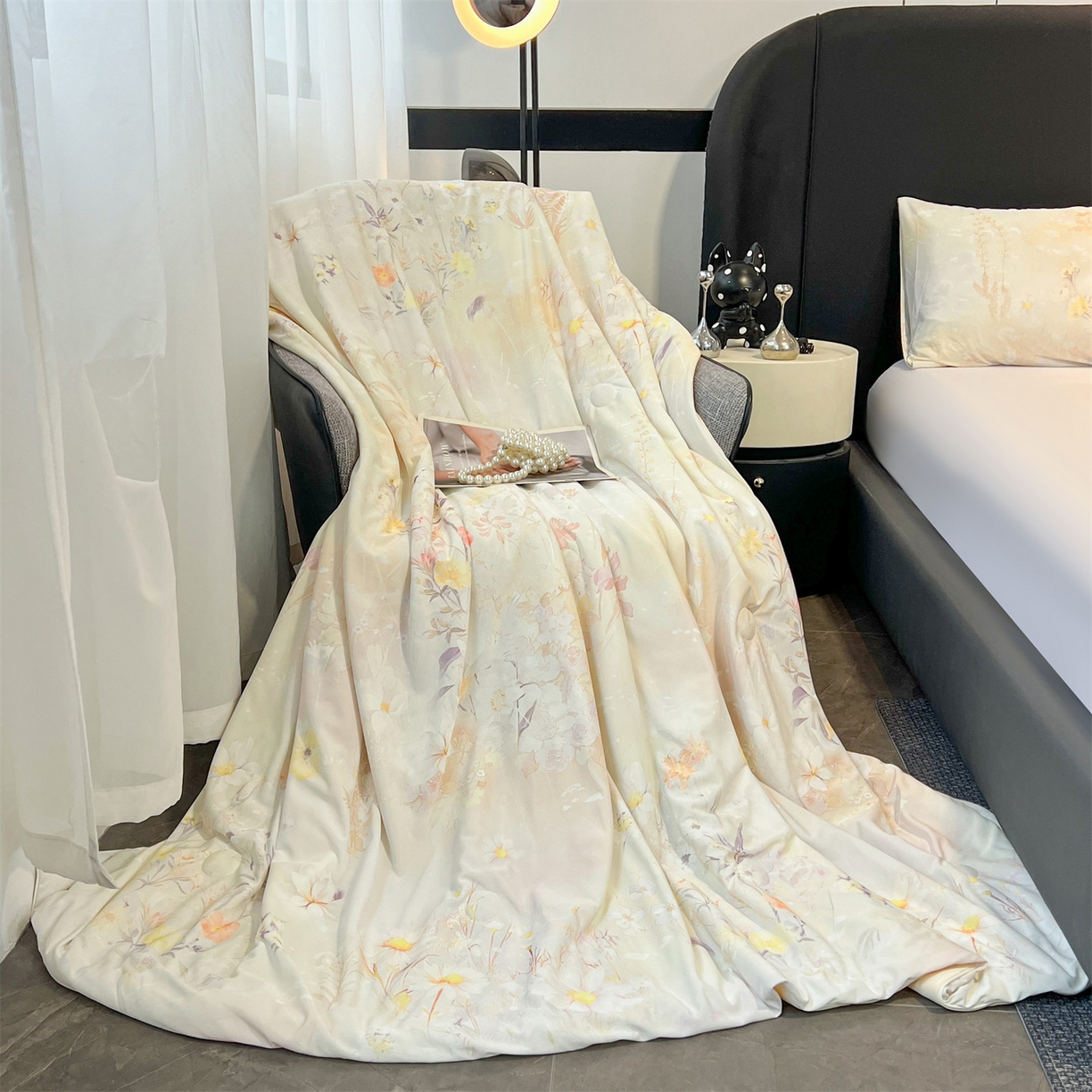 91家纺网 家纺一手货源 找家纺 小禹仔家纺 2026新款氨纶凉感印花夏被 沐野