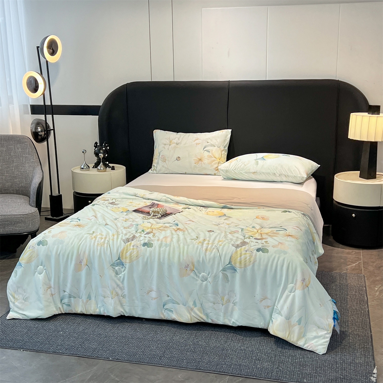 91家纺网 家纺一手货源 找家纺 小禹仔家纺 2026新款氨纶凉感印花夏被 晴川