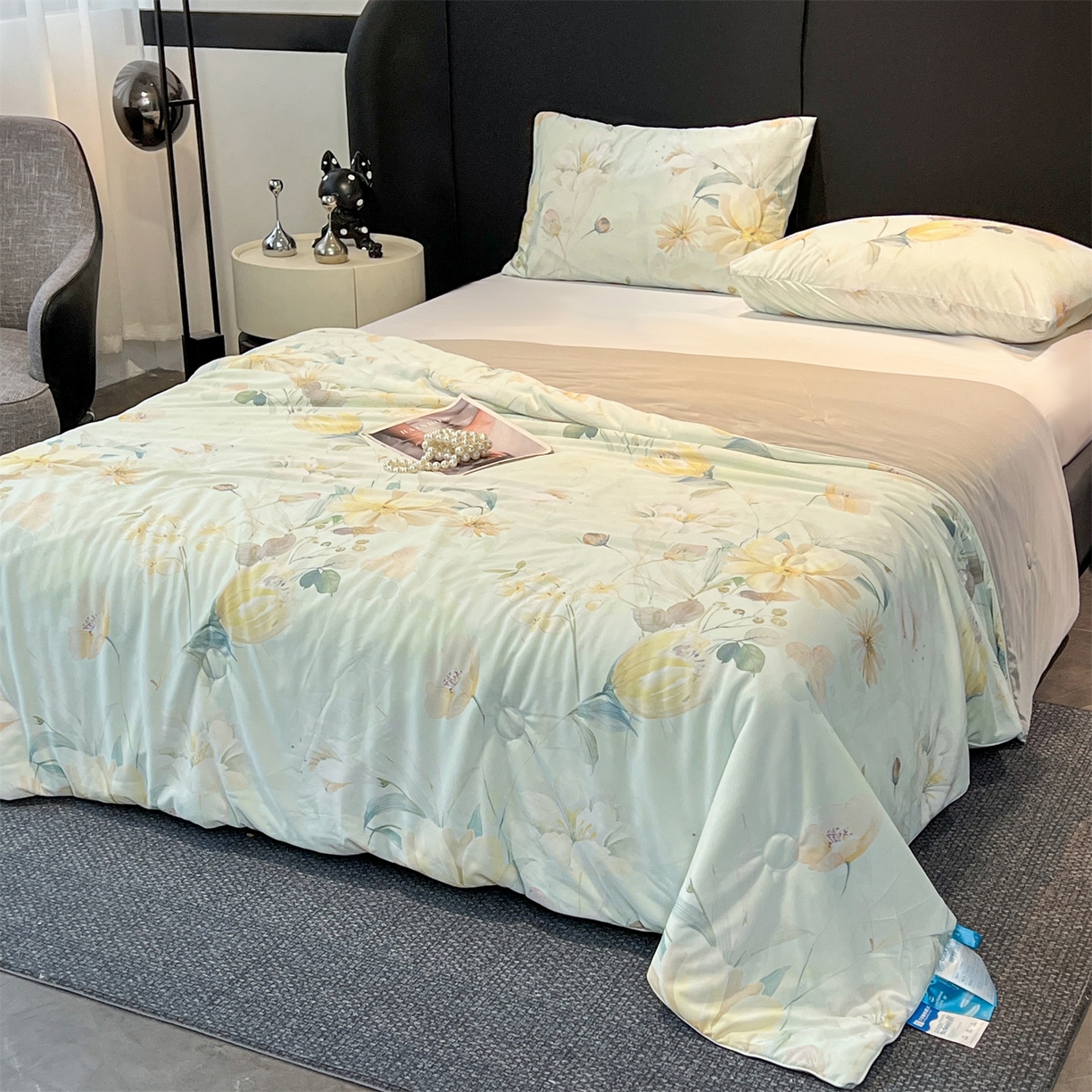 91家纺网 家纺一手货源 找家纺 小禹仔家纺 2026新款氨纶凉感印花夏被 晴川