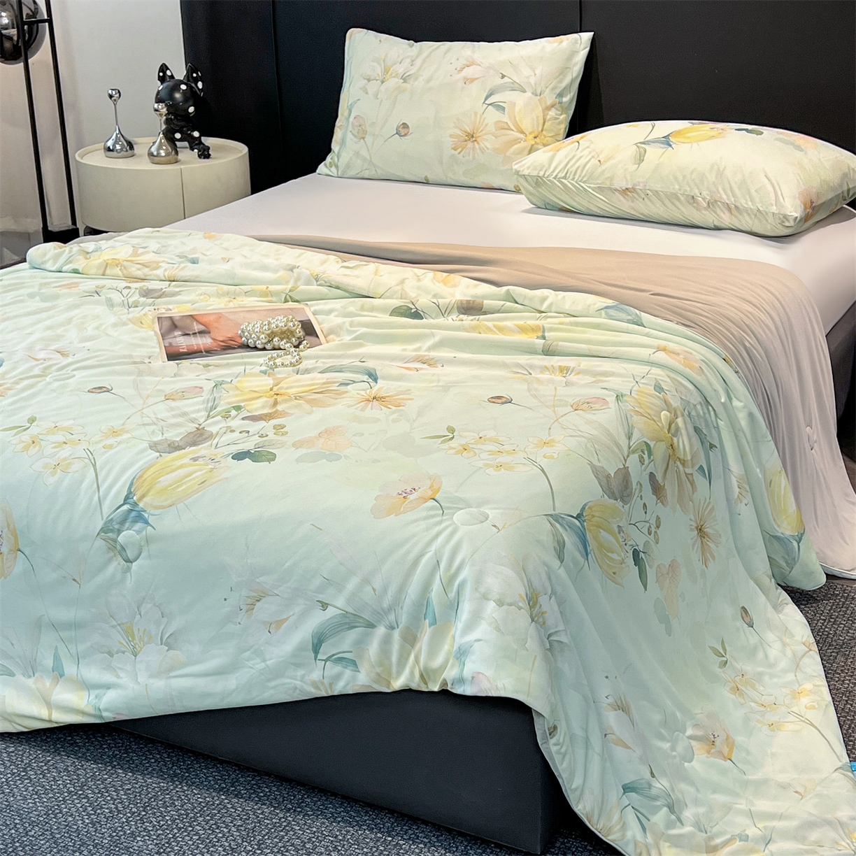 91家纺网 家纺一手货源 找家纺 小禹仔家纺 2026新款氨纶凉感印花夏被 晴川