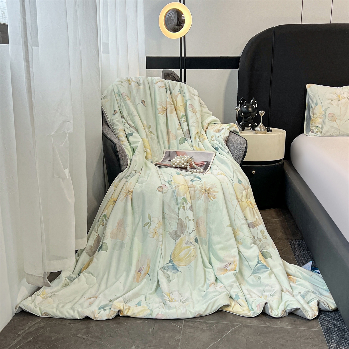 91家纺网 家纺一手货源 找家纺 小禹仔家纺 2026新款氨纶凉感印花夏被 晴川