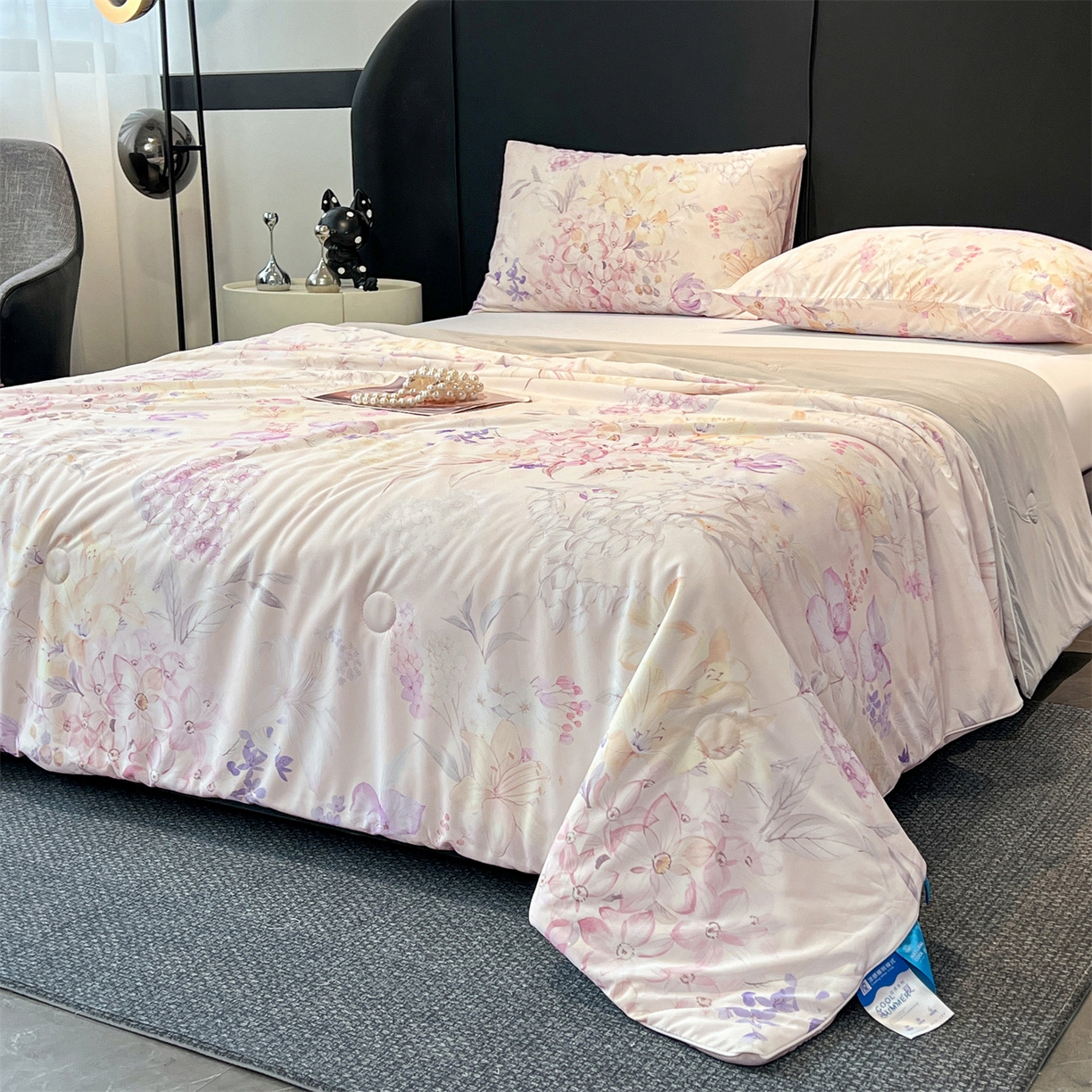 91家纺网 家纺一手货源 找家纺 小禹仔家纺 2026新款氨纶凉感印花夏被 樱絮