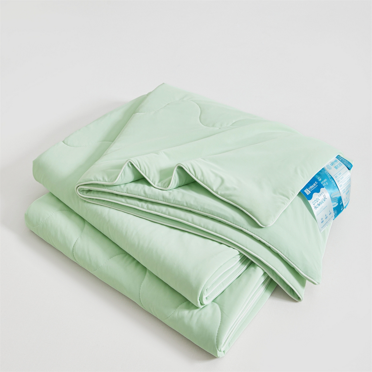 91家纺网 家纺一手货源 找家纺 小禹仔家纺 2026新款氨纶凉感印花夏被 薄荷绿