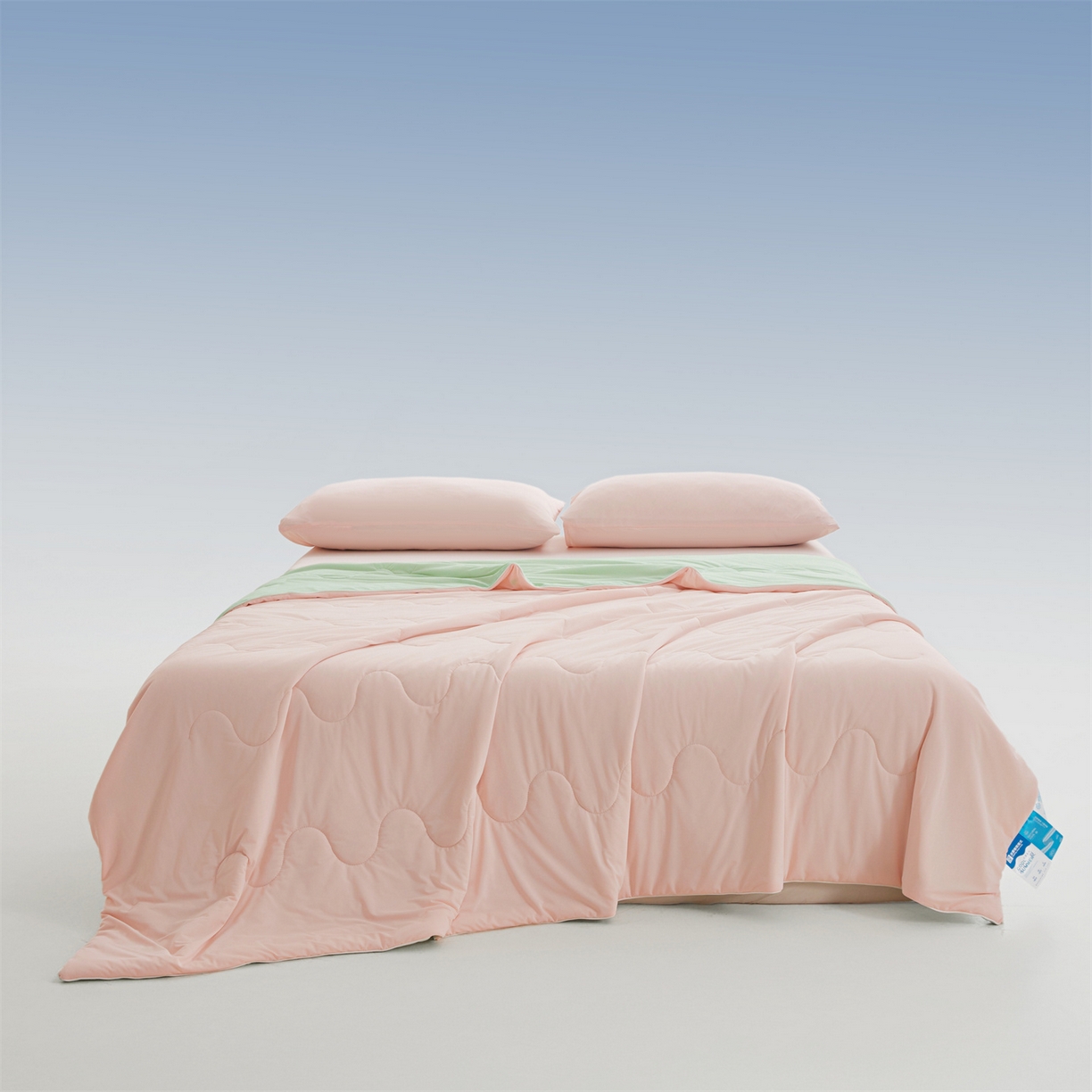 91家纺网 家纺一手货源 找家纺 小禹仔家纺 2026新款氨纶凉感印花夏被 冰感粉拼薄荷绿