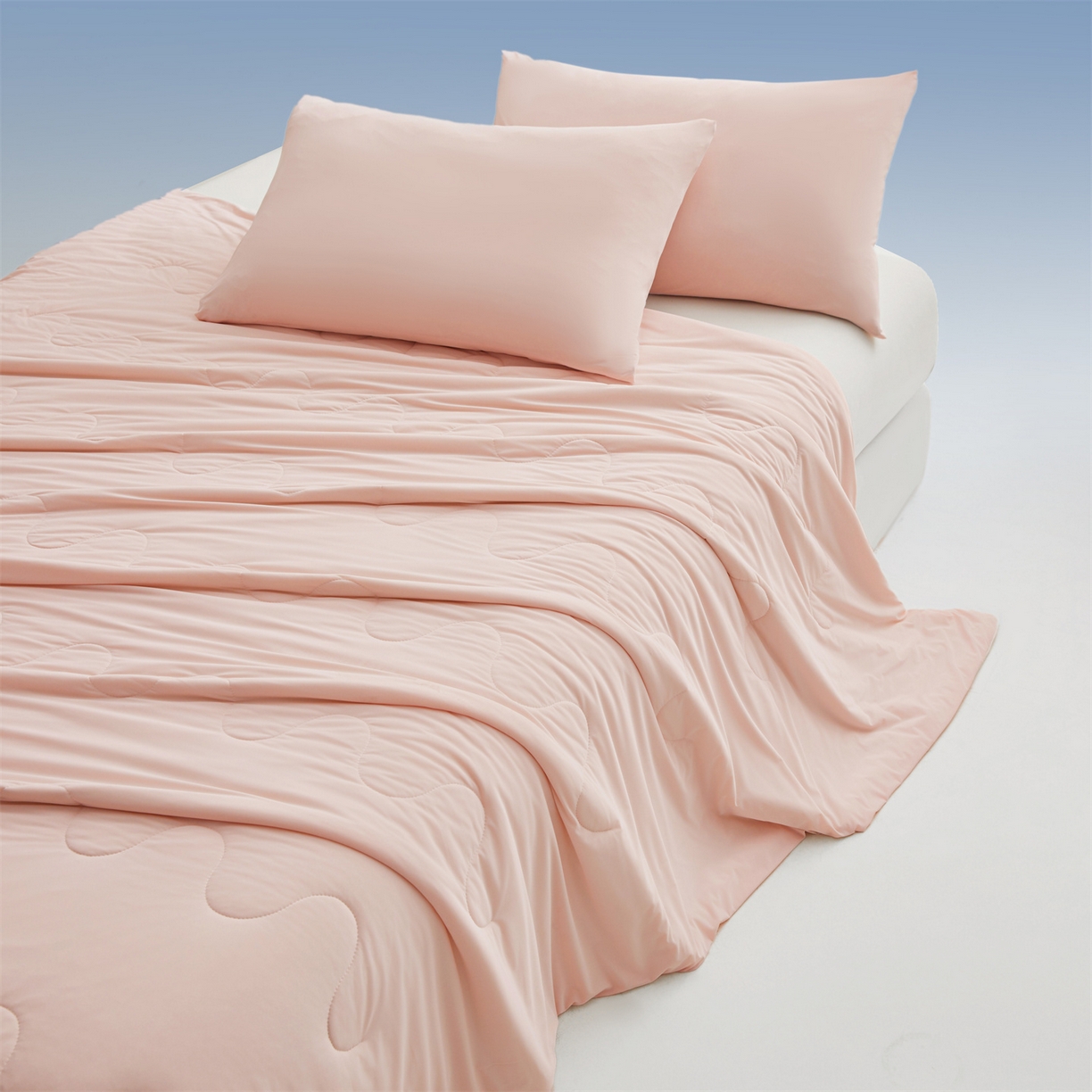 91家纺网 家纺一手货源 找家纺 小禹仔家纺 2026新款氨纶凉感印花夏被 冰感粉拼薄荷绿