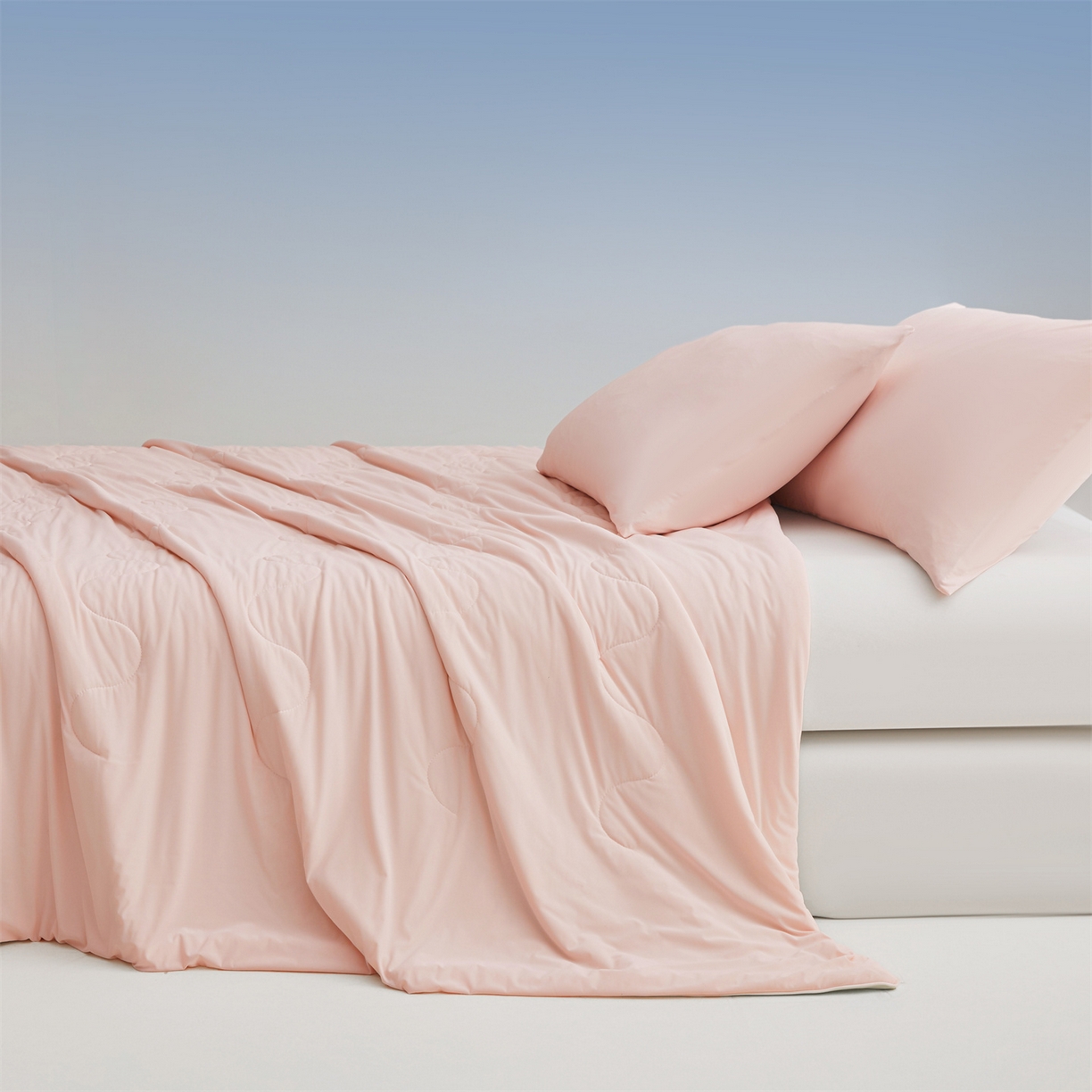 91家纺网 家纺一手货源 找家纺 小禹仔家纺 2026新款氨纶凉感印花夏被 冰感粉拼薄荷绿