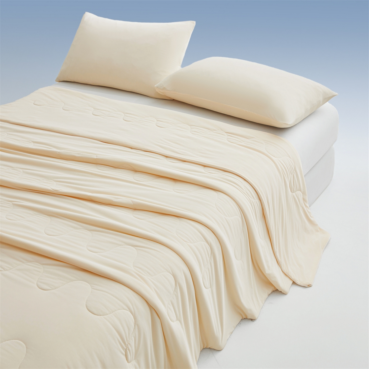 91家纺网 家纺一手货源 找家纺 小禹仔家纺 2026新款氨纶凉感印花夏被 米色