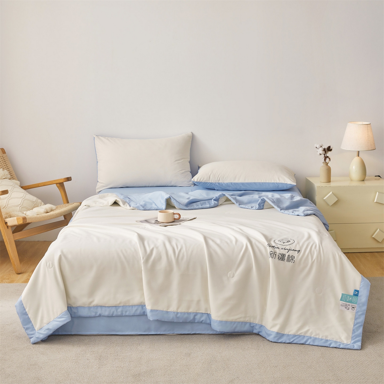 91家纺网 家纺一手货源 找家纺 （总）梵蒂莎 【地板价】2026新品水洗棉新疆棉花夏被纯色夏被格子小清新空调被被子被芯（需要买家秀，加微信）