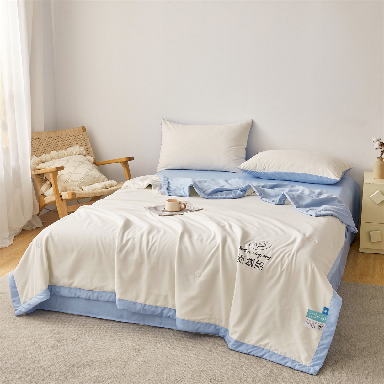 91家纺网 家纺一手货源 找家纺 （总）梵蒂莎 【地板价】2026新品水洗棉新疆棉花夏被纯色夏被格子小清新空调被被子被芯（需要买家秀，加微信）