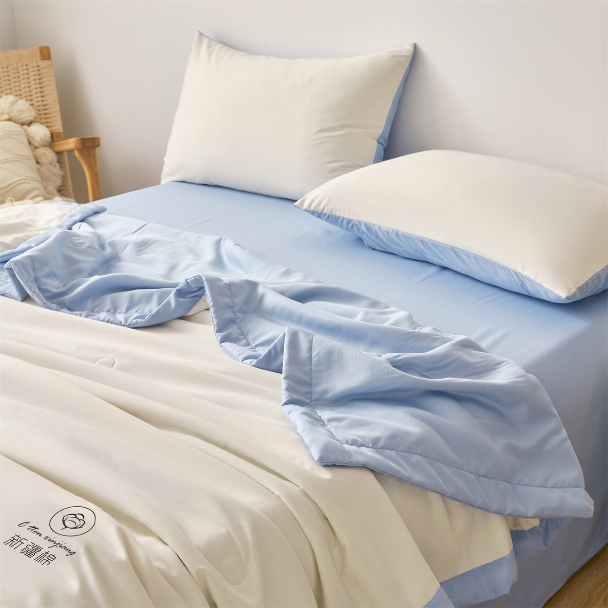 91家纺网 家纺一手货源 找家纺 （总）梵蒂莎 【地板价】2026新品水洗棉新疆棉花夏被纯色夏被格子小清新空调被被子被芯（需要买家秀，加微信）