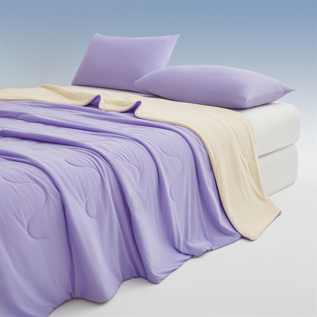 91家纺网 家纺一手货源 找家纺 小禹仔家纺 2026新款氨纶凉感印花夏被 优雅紫