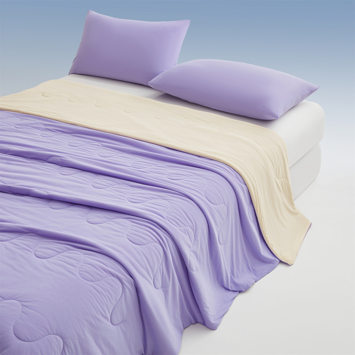 91家纺网 家纺一手货源 找家纺 小禹仔家纺 2026新款氨纶凉感印花夏被 优雅紫