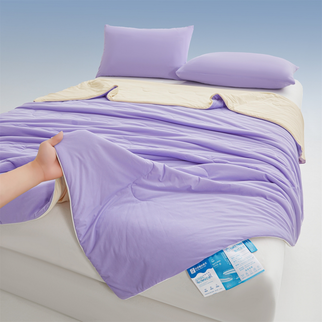 91家纺网 家纺一手货源 找家纺 小禹仔家纺 2026新款氨纶凉感印花夏被 优雅紫