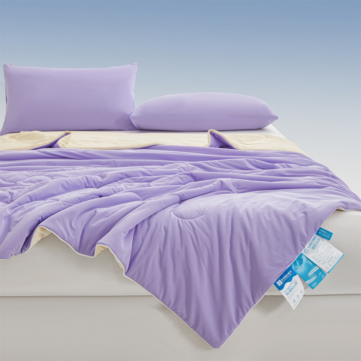 91家纺网 家纺一手货源 找家纺 小禹仔家纺 2026新款氨纶凉感印花夏被 优雅紫