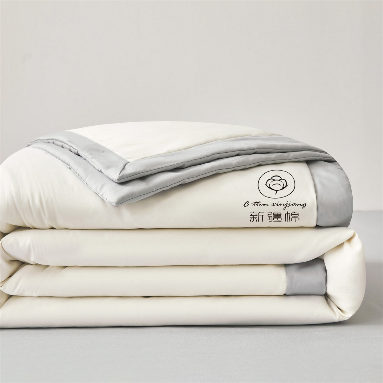 91家纺网 家纺一手货源 找家纺 梵蒂莎 【地板价】2026新品水洗棉新疆棉花夏被纯色夏被格子小清新空调被被子被芯（需要买家秀，加微信） 白灰-灰边