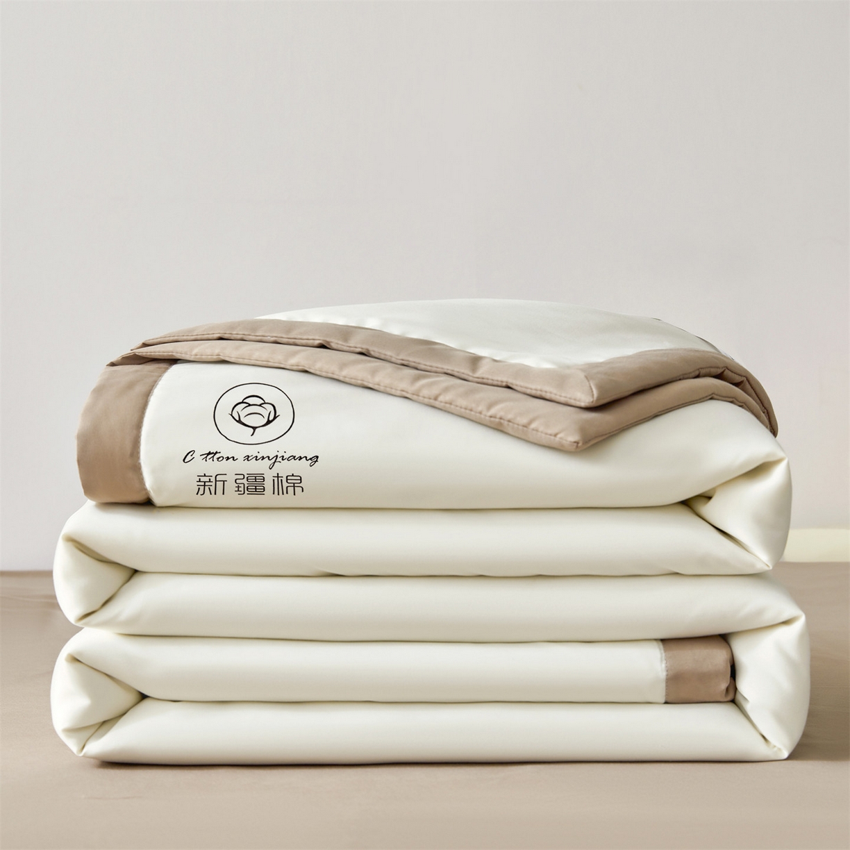 91家纺网 家纺一手货源 找家纺 梵蒂莎 【地板价】2026新品水洗棉新疆棉花夏被纯色夏被格子小清新空调被被子被芯（需要买家秀，加微信） 白咖-咖边