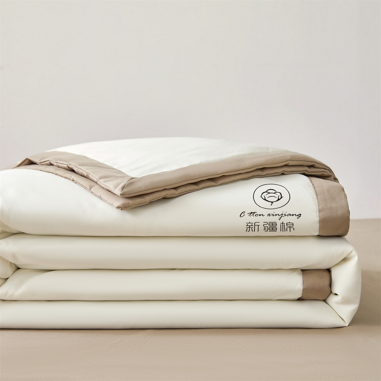 91家纺网 家纺一手货源 找家纺 梵蒂莎 【地板价】2026新品水洗棉新疆棉花夏被纯色夏被格子小清新空调被被子被芯（需要买家秀，加微信） 白咖-咖边