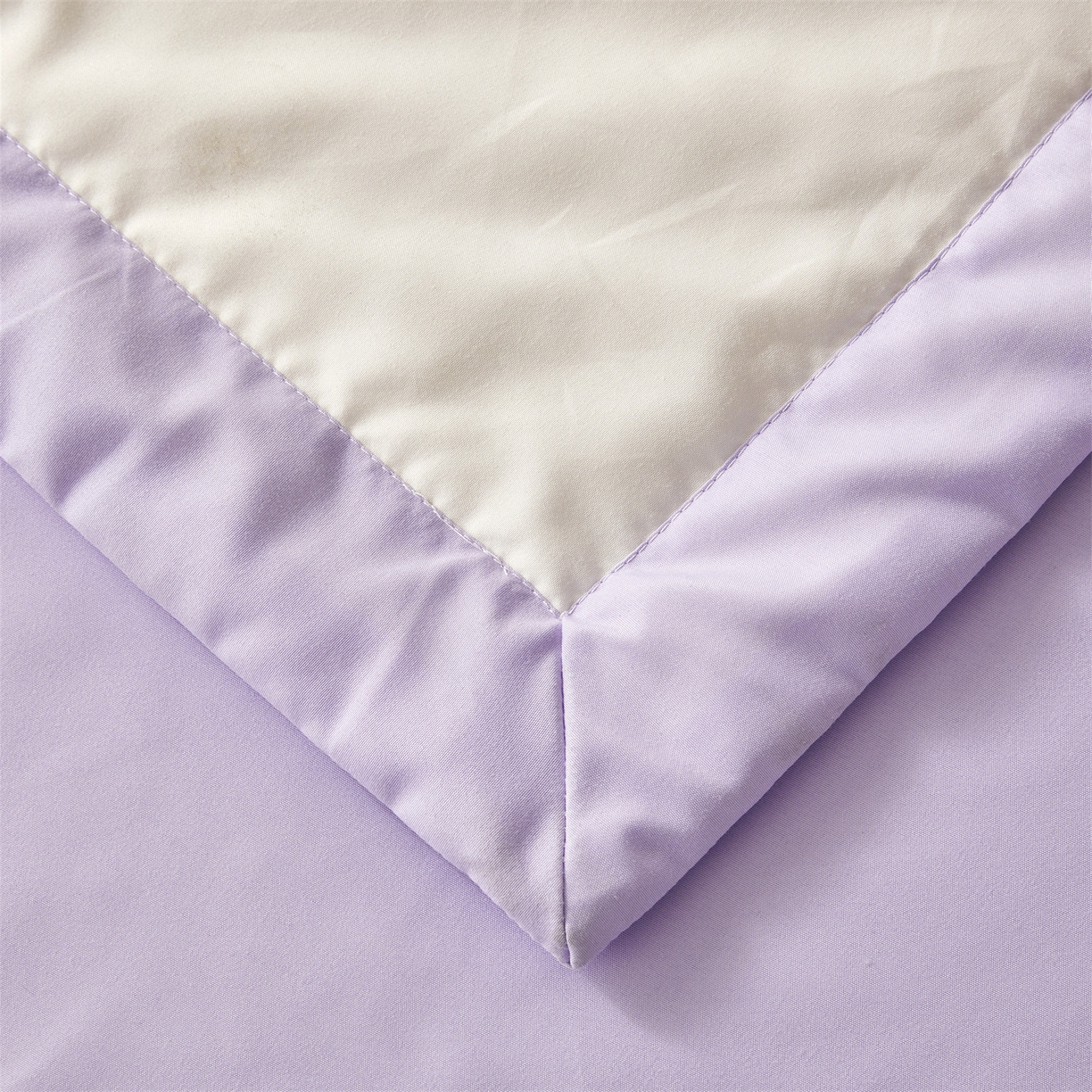 91家纺网 家纺一手货源 找家纺 梵蒂莎 【地板价】2026新品水洗棉新疆棉花夏被纯色夏被格子小清新空调被被子被芯（需要买家秀，加微信） 白紫-紫边