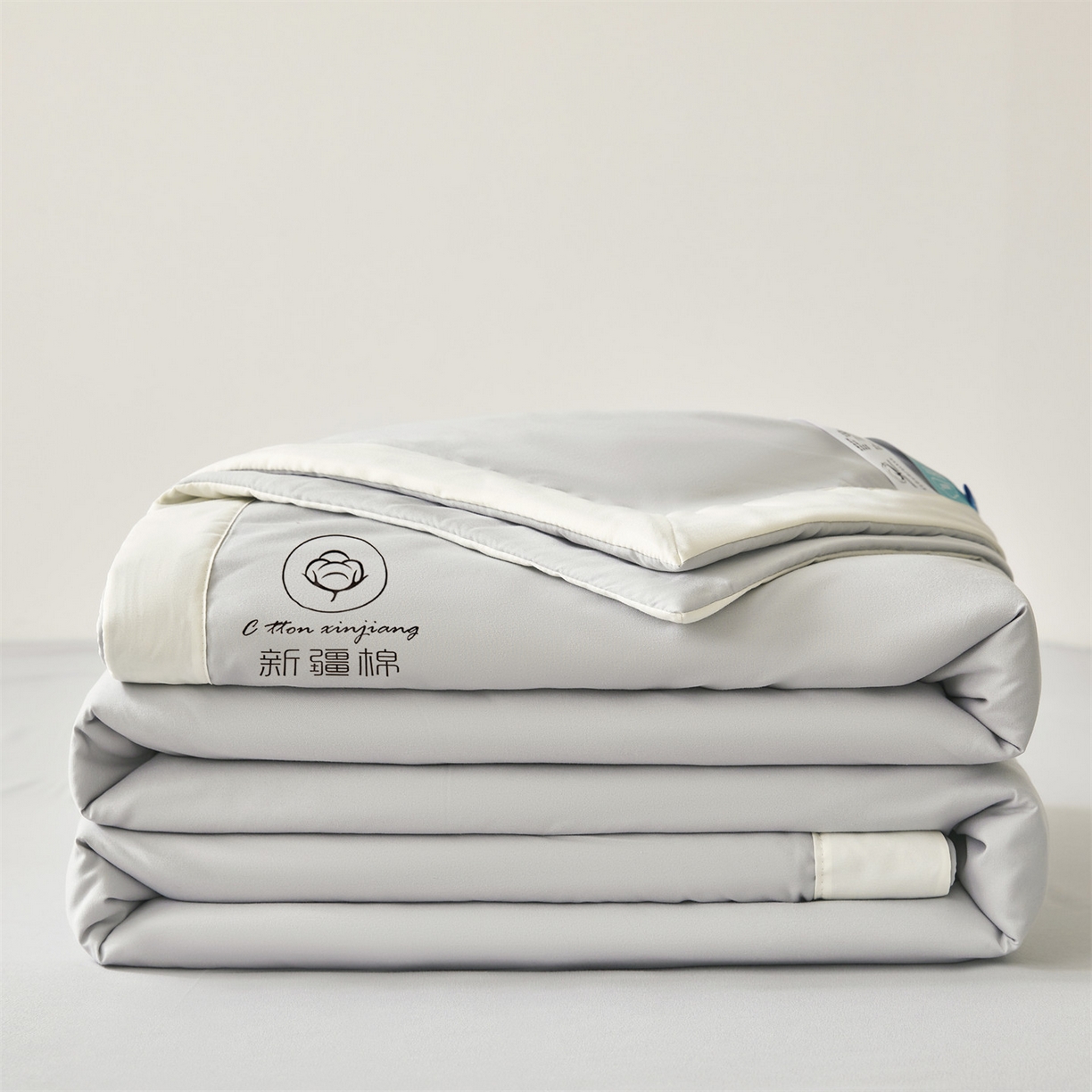 91家纺网 家纺一手货源 找家纺 梵蒂莎 【地板价】2026新品水洗棉新疆棉花夏被纯色夏被格子小清新空调被被子被芯（需要买家秀，加微信） 灰色-白边