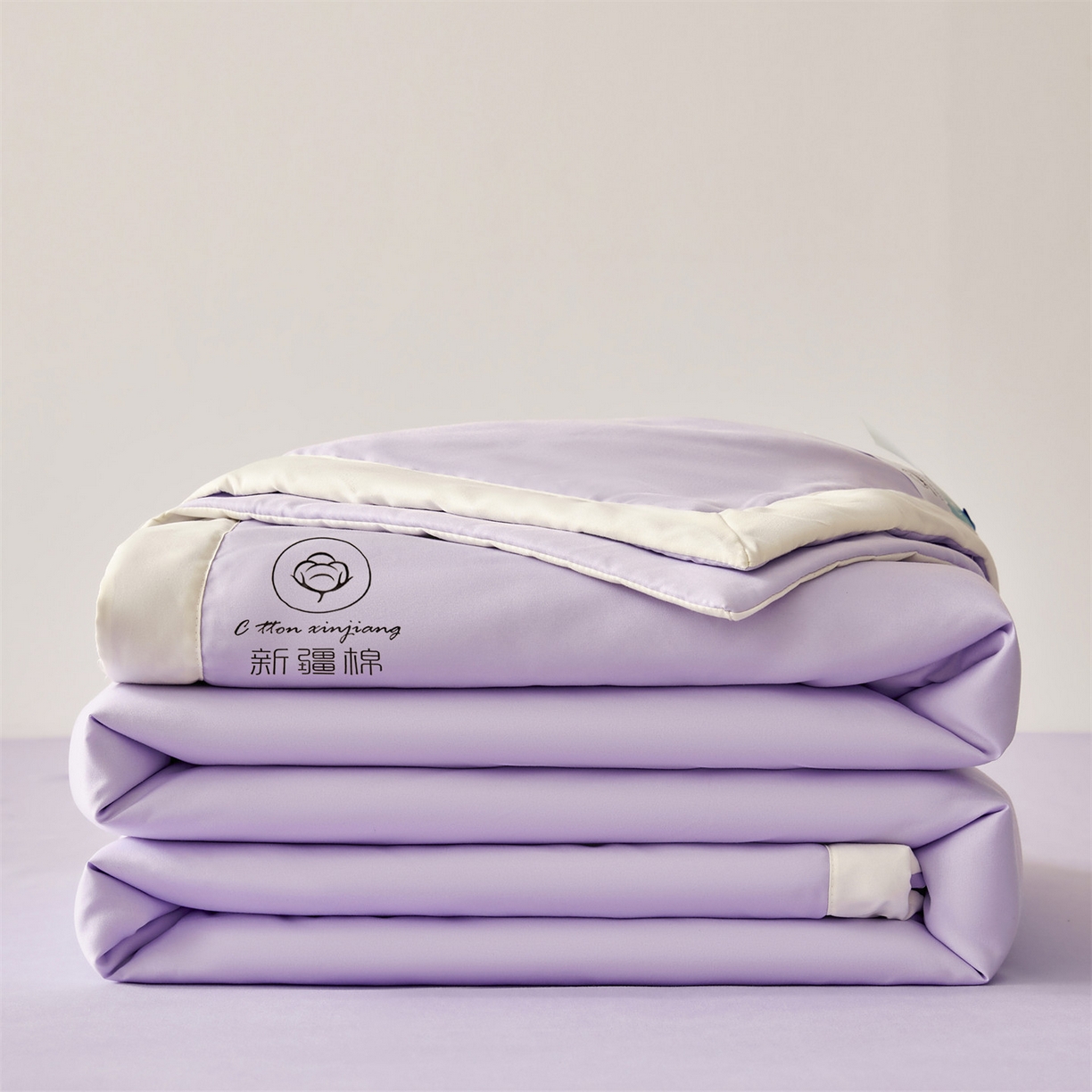 91家纺网 家纺一手货源 找家纺 梵蒂莎 【地板价】2026新品水洗棉新疆棉花夏被纯色夏被格子小清新空调被被子被芯（需要买家秀，加微信） 紫色-白边