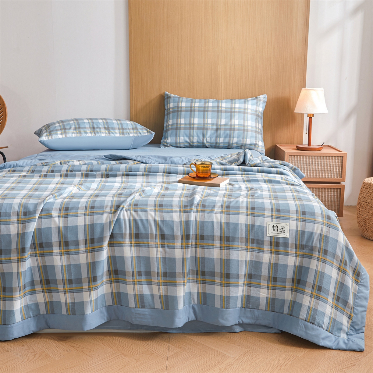 91家纺网 家纺一手货源 找家纺 （总）梵蒂莎 【地板价】2026新品水洗棉新疆棉花夏被无印风夏被格子空调被被子被芯（需要买家秀，加微信）