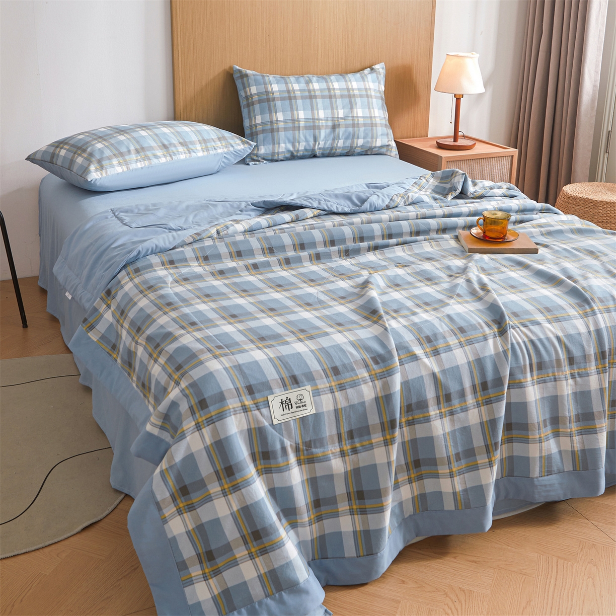 91家纺网 家纺一手货源 找家纺 （总）梵蒂莎 【地板价】2026新品水洗棉新疆棉花夏被无印风夏被格子空调被被子被芯（需要买家秀，加微信）