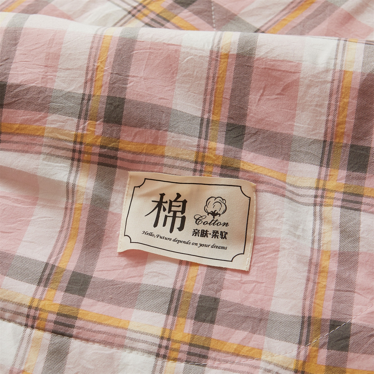 91家纺网 家纺一手货源 找家纺 梵蒂莎 【地板价】2026新品水洗棉新疆棉花夏被无印风夏被格子空调被被子被芯（需要买家秀，加微信） 雅致格-粉