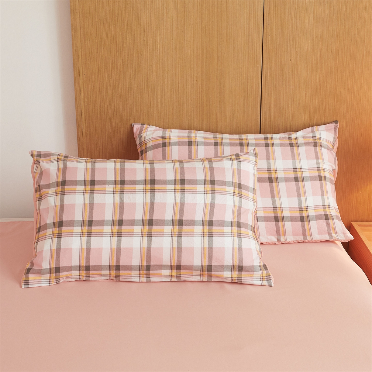 91家纺网 家纺一手货源 找家纺 梵蒂莎 【地板价】2026新品水洗棉新疆棉花夏被无印风夏被格子空调被被子被芯（需要买家秀，加微信） 雅致格-粉