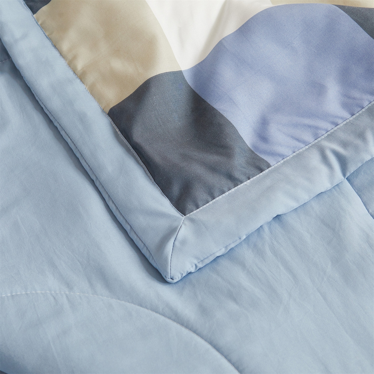 91家纺网 家纺一手货源 找家纺 梵蒂莎 【地板价】2026新品水洗棉新疆棉花夏被无印风夏被格子空调被被子被芯（需要买家秀，加微信） 蓝灰大格