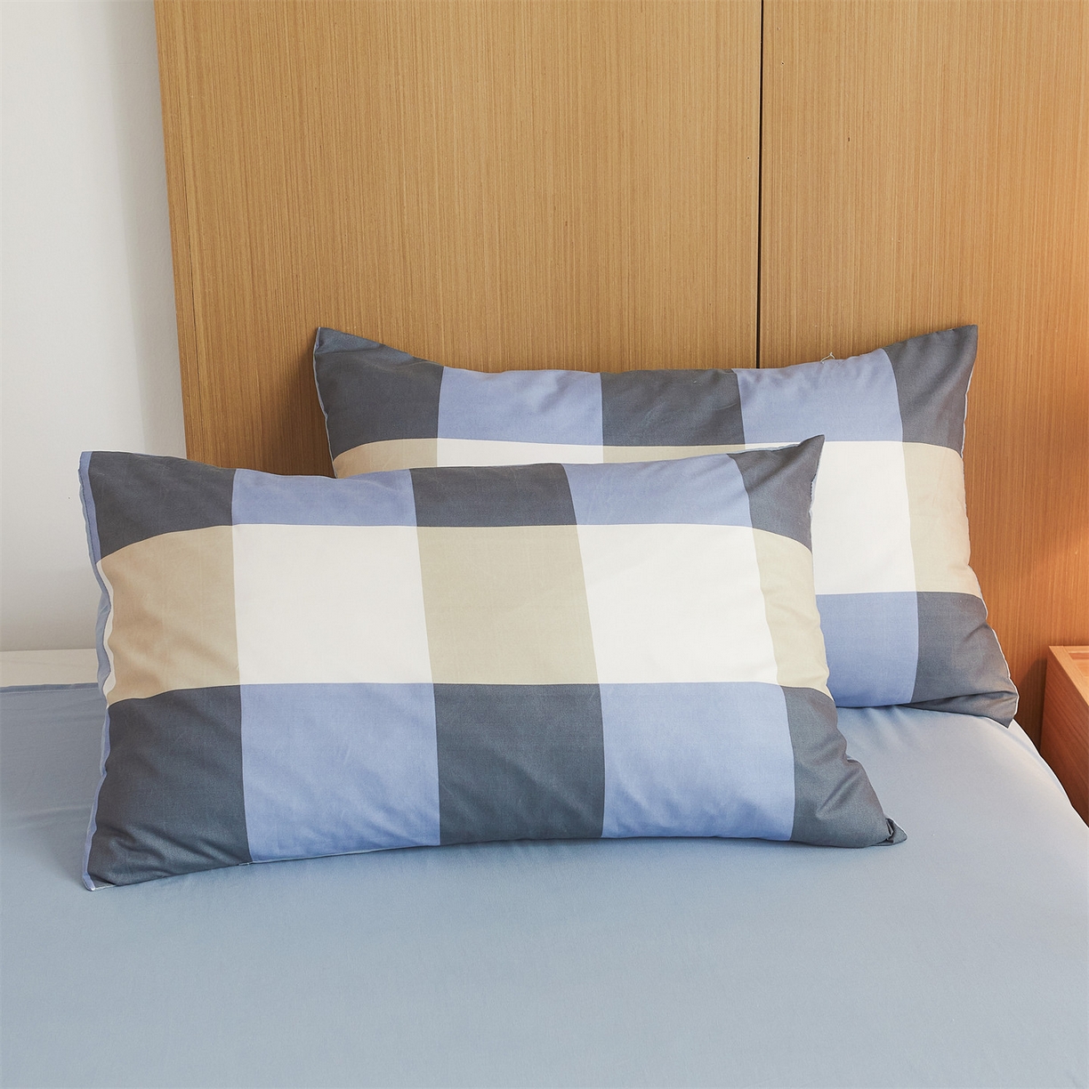 91家纺网 家纺一手货源 找家纺 梵蒂莎 【地板价】2026新品水洗棉新疆棉花夏被无印风夏被格子空调被被子被芯（需要买家秀，加微信） 蓝灰大格