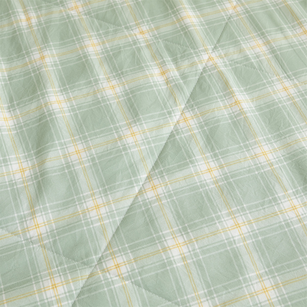 91家纺网 家纺一手货源 找家纺 梵蒂莎 【地板价】2026新品水洗棉新疆棉花夏被无印风夏被格子空调被被子被芯（需要买家秀，加微信） 里约-绿