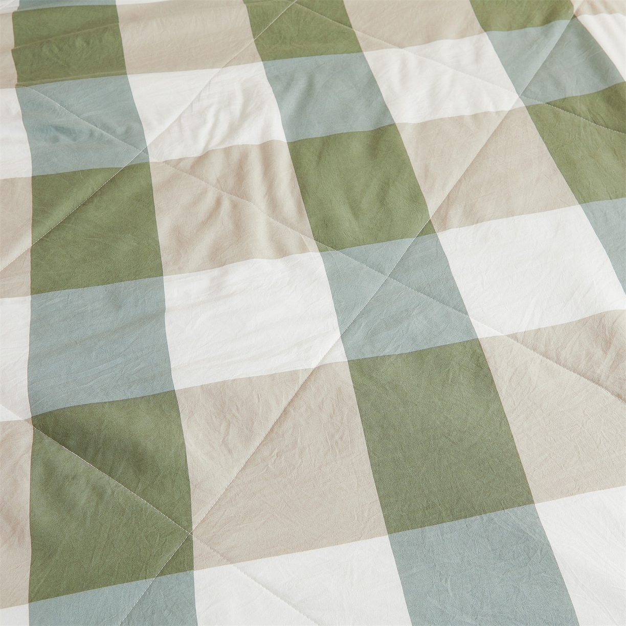 91家纺网 家纺一手货源 找家纺 梵蒂莎 【地板价】2026新品水洗棉新疆棉花夏被无印风夏被格子空调被被子被芯（需要买家秀，加微信） 绿大格