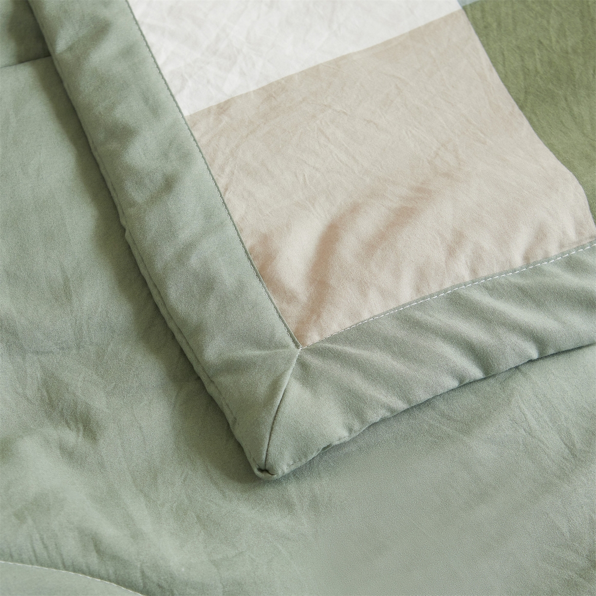 91家纺网 家纺一手货源 找家纺 梵蒂莎 【地板价】2026新品水洗棉新疆棉花夏被无印风夏被格子空调被被子被芯（需要买家秀，加微信） 绿大格