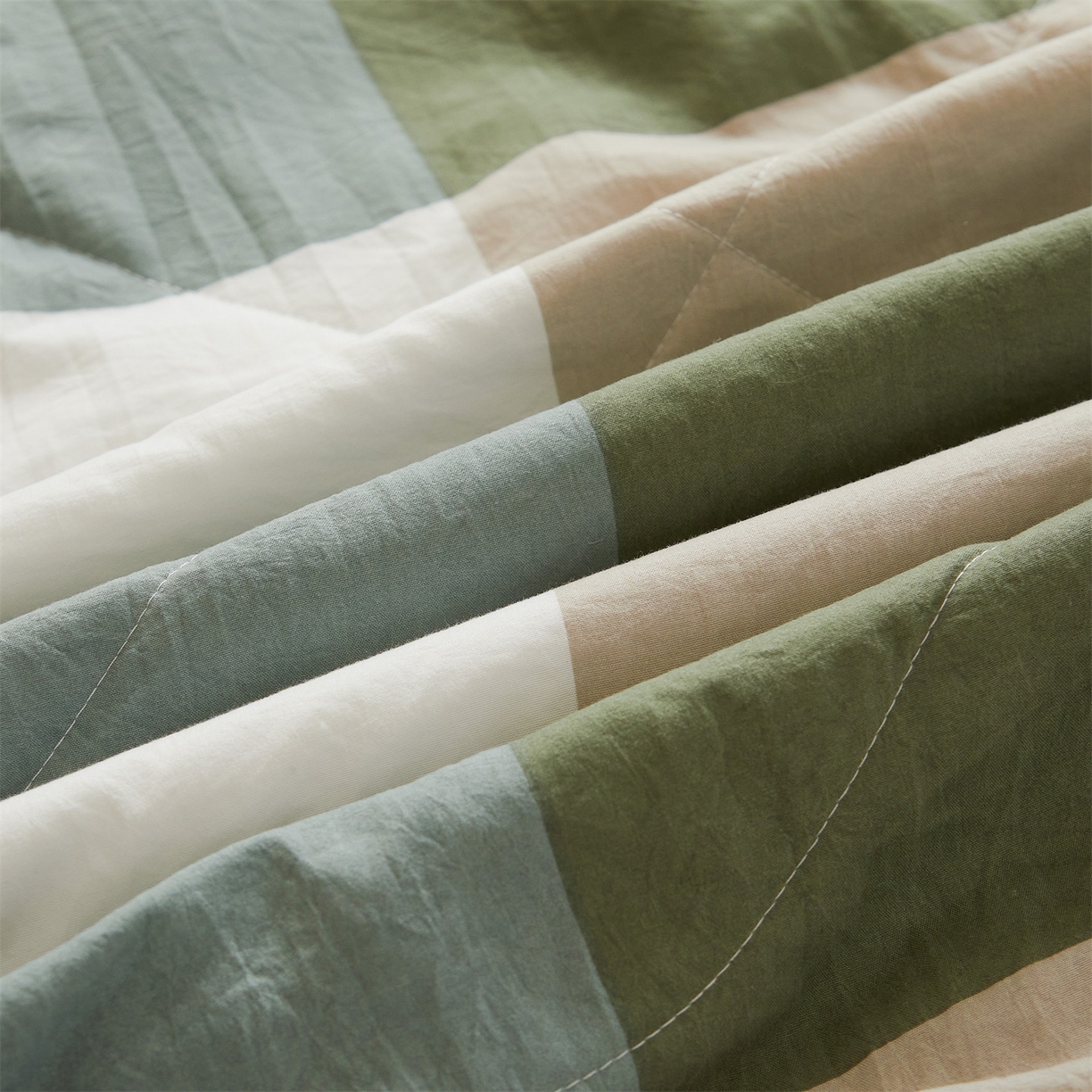 91家纺网 家纺一手货源 找家纺 梵蒂莎 【地板价】2026新品水洗棉新疆棉花夏被无印风夏被格子空调被被子被芯（需要买家秀，加微信） 绿大格