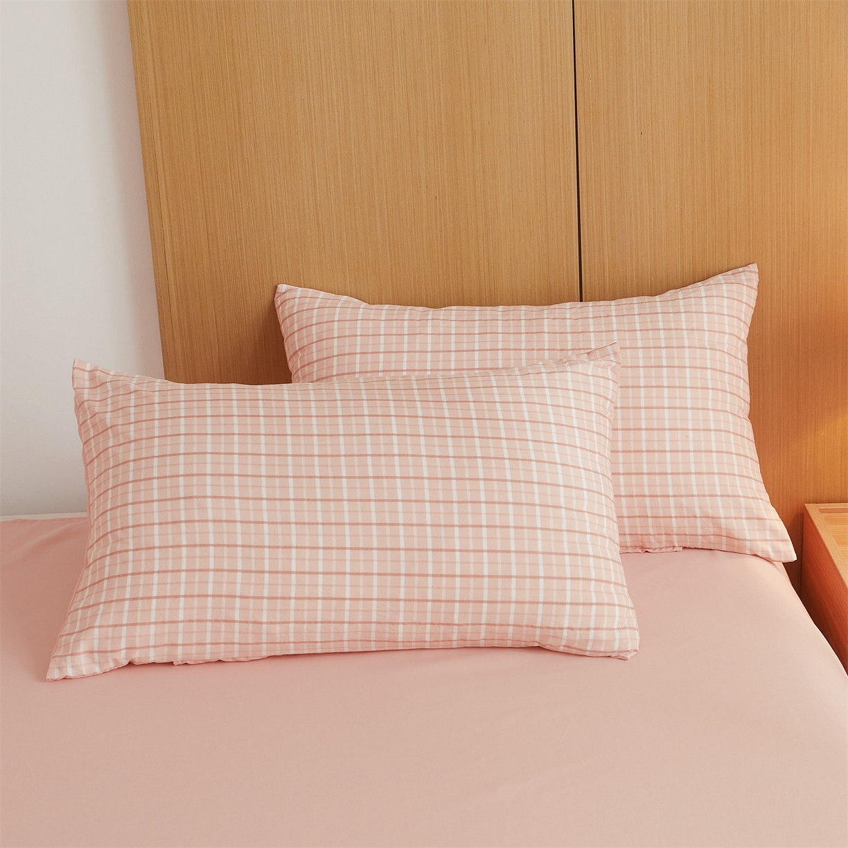 91家纺网 家纺一手货源 找家纺 梵蒂莎 【地板价】2026新品水洗棉新疆棉花夏被无印风夏被格子空调被被子被芯（需要买家秀，加微信） 若兮-粉