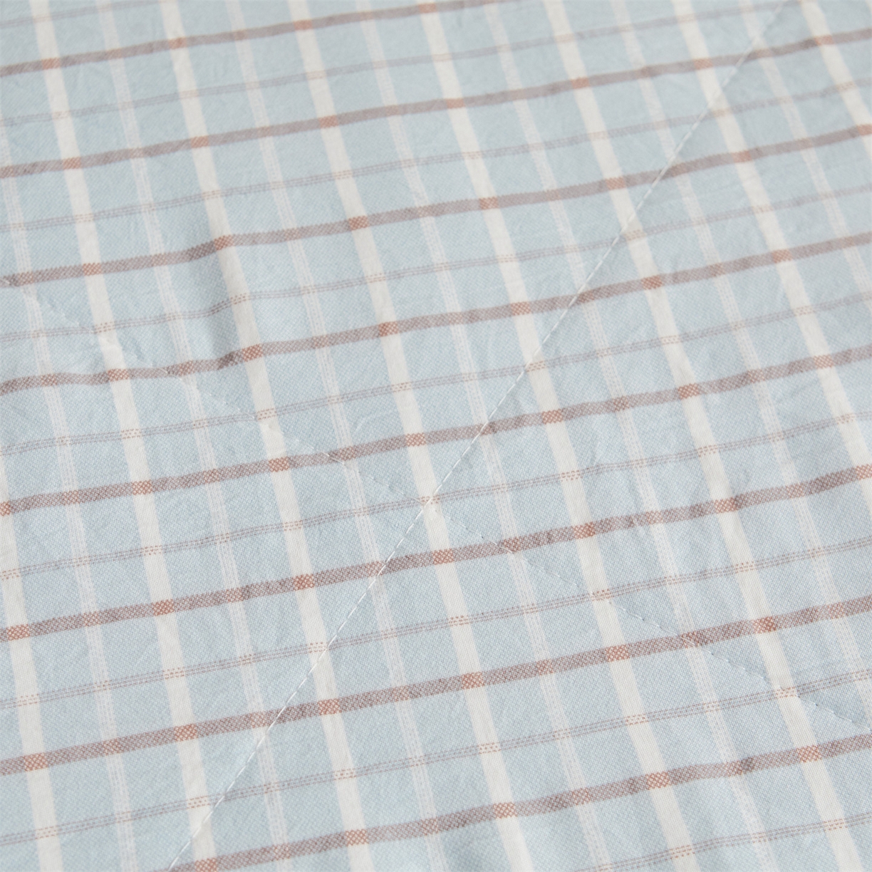 91家纺网 家纺一手货源 找家纺 梵蒂莎 【地板价】2026新品水洗棉新疆棉花夏被无印风夏被格子空调被被子被芯（需要买家秀，加微信） 若兮-蓝