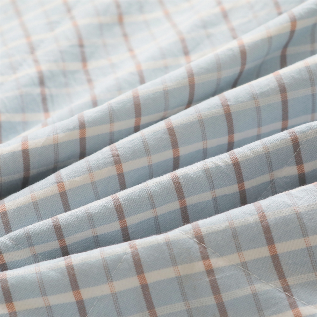 91家纺网 家纺一手货源 找家纺 梵蒂莎 【地板价】2026新品水洗棉新疆棉花夏被无印风夏被格子空调被被子被芯（需要买家秀，加微信） 若兮-蓝