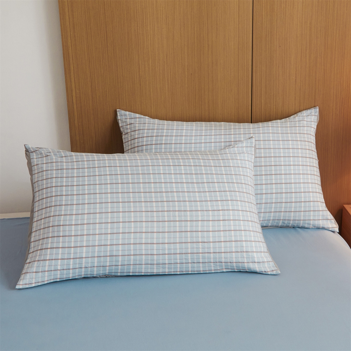 91家纺网 家纺一手货源 找家纺 梵蒂莎 【地板价】2026新品水洗棉新疆棉花夏被无印风夏被格子空调被被子被芯（需要买家秀，加微信） 若兮-蓝