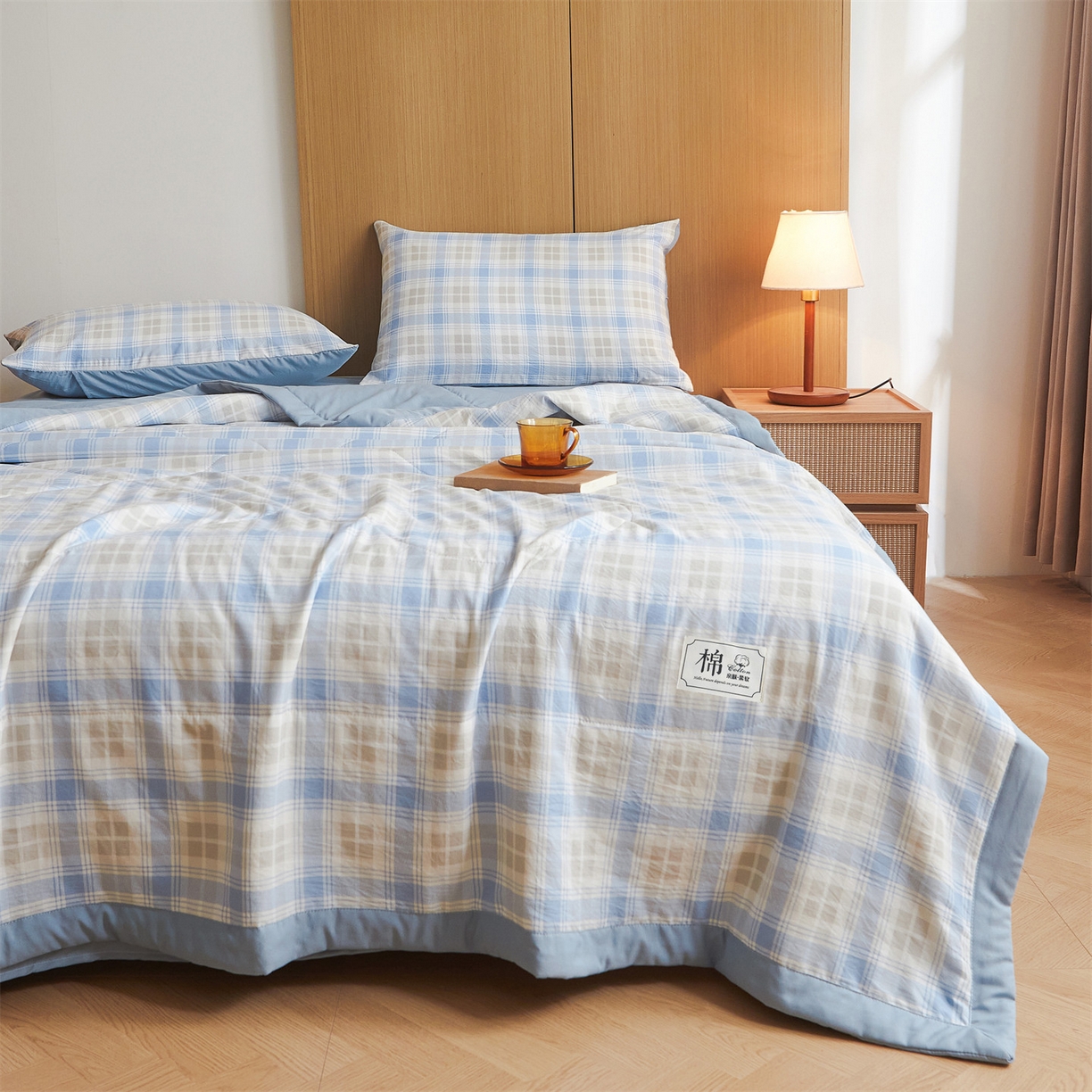 91家纺网 家纺一手货源 找家纺 梵蒂莎 【地板价】2026新品水洗棉新疆棉花夏被无印风夏被格子空调被被子被芯（需要买家秀，加微信） 遇见兰