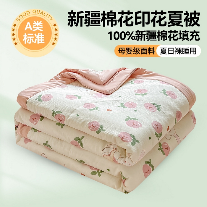 91家纺网 家纺一手货源 找家纺 （总）梵蒂莎 【地板价】2026新品水洗棉新疆棉花夏被印花夏被格子小清新空调被被子被芯（需要买家秀，加微信）
