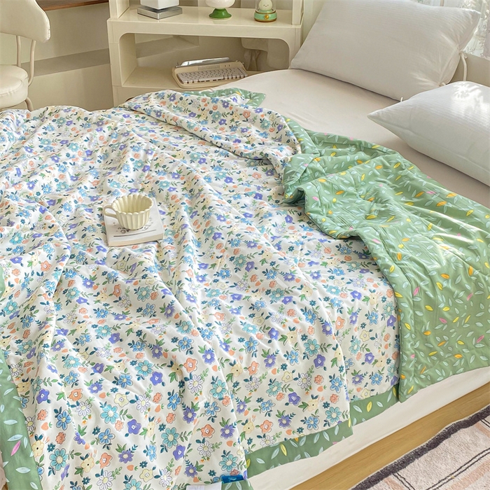 91家纺网 家纺一手货源 找家纺 梵蒂莎 【地板价】2026新品水洗棉新疆棉花夏被印花夏被格子小清新空调被被子被芯（需要买家秀，加微信） 青柠薄荷