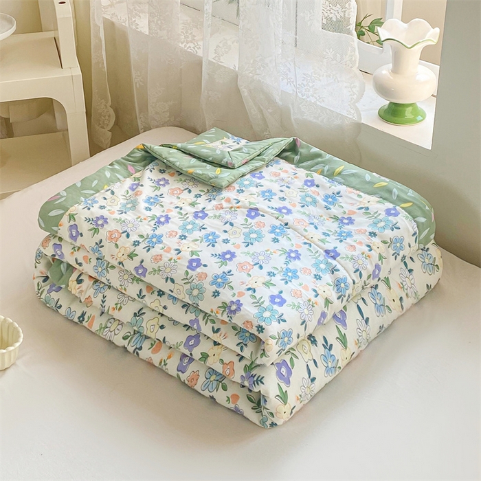 91家纺网 家纺一手货源 找家纺 梵蒂莎 【地板价】2026新品水洗棉新疆棉花夏被印花夏被格子小清新空调被被子被芯（需要买家秀，加微信） 青柠薄荷