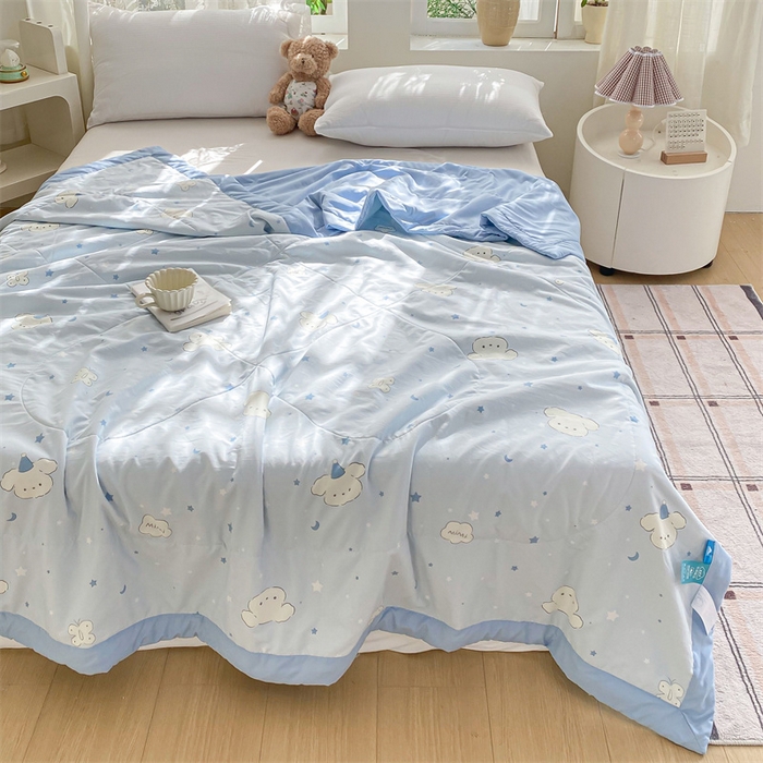 91家纺网 家纺一手货源 找家纺 梵蒂莎 【地板价】2026新品水洗棉新疆棉花夏被印花夏被格子小清新空调被被子被芯（需要买家秀，加微信） 心愿小狗