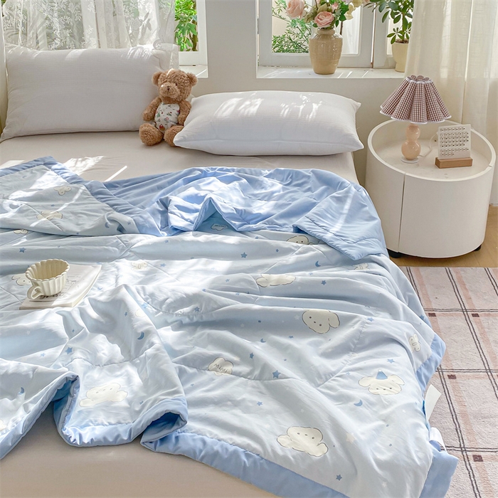 91家纺网 家纺一手货源 找家纺 梵蒂莎 【地板价】2026新品水洗棉新疆棉花夏被印花夏被格子小清新空调被被子被芯（需要买家秀，加微信） 心愿小狗