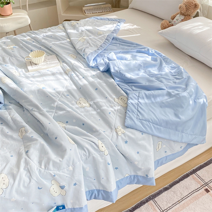 91家纺网 家纺一手货源 找家纺 梵蒂莎 【地板价】2026新品水洗棉新疆棉花夏被印花夏被格子小清新空调被被子被芯（需要买家秀，加微信） 心愿小狗