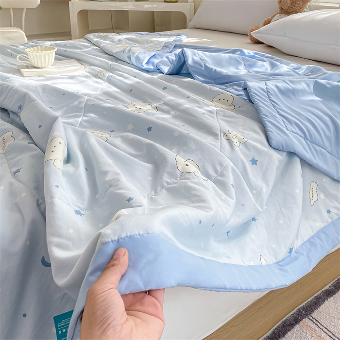 91家纺网 家纺一手货源 找家纺 梵蒂莎 【地板价】2026新品水洗棉新疆棉花夏被印花夏被格子小清新空调被被子被芯（需要买家秀，加微信） 心愿小狗