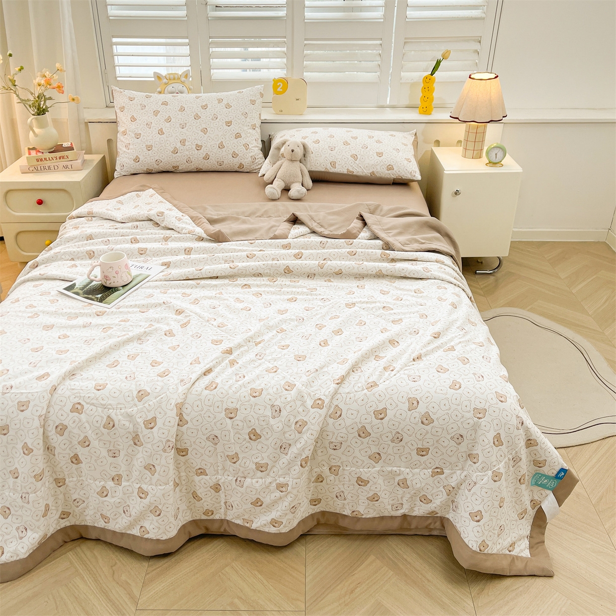 91家纺网 家纺一手货源 找家纺 梵蒂莎 【地板价】2026新品水洗棉新疆棉花夏被印花夏被格子小清新空调被被子被芯（需要买家秀，加微信） 抱抱熊