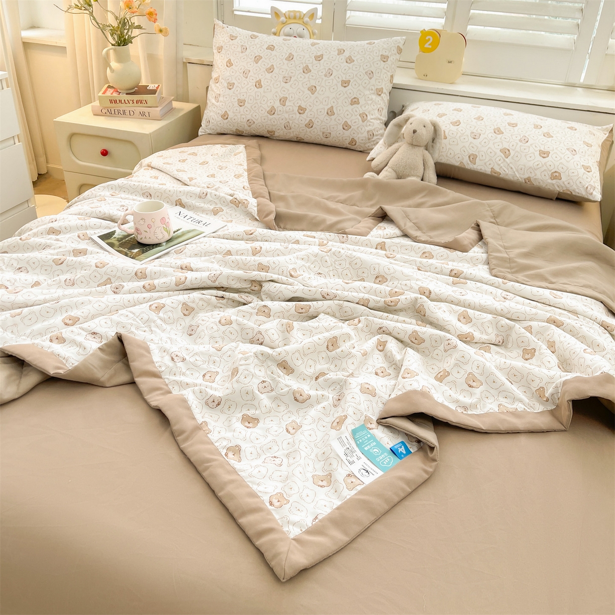 91家纺网 家纺一手货源 找家纺 梵蒂莎 【地板价】2026新品水洗棉新疆棉花夏被印花夏被格子小清新空调被被子被芯（需要买家秀，加微信） 抱抱熊