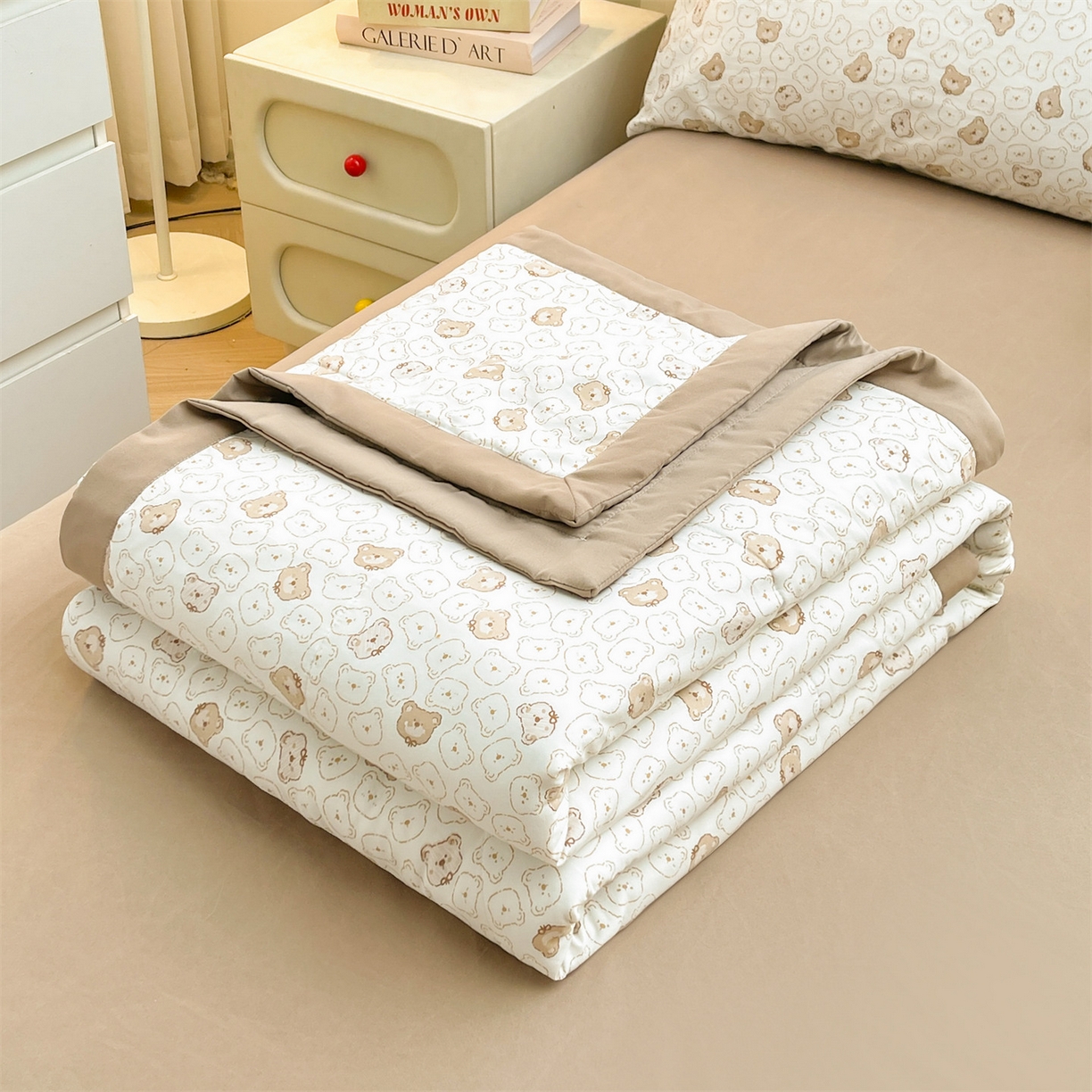 91家纺网 家纺一手货源 找家纺 梵蒂莎 【地板价】2026新品水洗棉新疆棉花夏被印花夏被格子小清新空调被被子被芯（需要买家秀，加微信） 抱抱熊