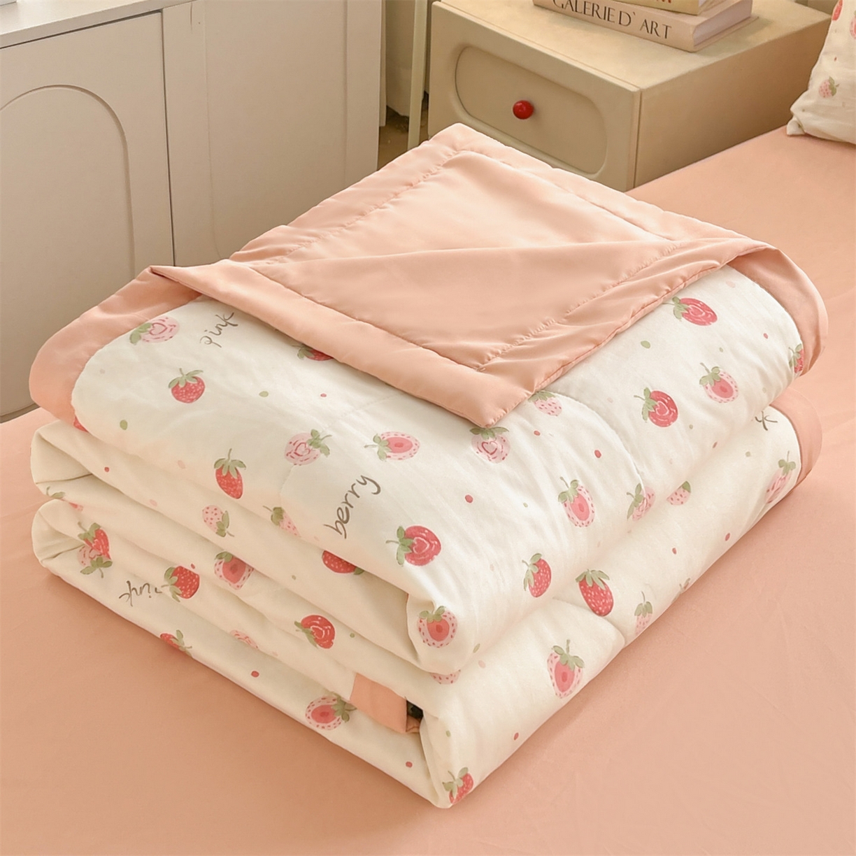 91家纺网 家纺一手货源 找家纺 梵蒂莎 【地板价】2026新品水洗棉新疆棉花夏被印花夏被格子小清新空调被被子被芯（需要买家秀，加微信） 草莓冰